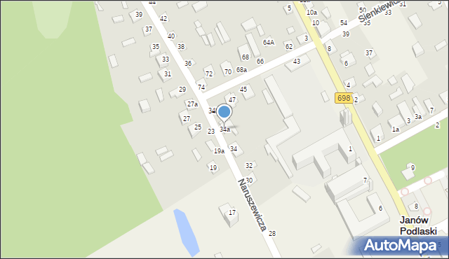 Janów Podlaski, Naruszewicza Adama, 34a, mapa Janów Podlaski