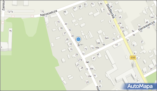 Janów Podlaski, Naruszewicza Adama, 36, mapa Janów Podlaski