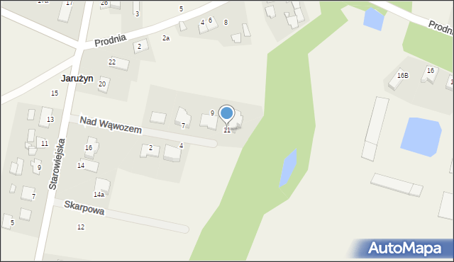 Jarużyn, Nad Wąwozem, 11, mapa Jarużyn
