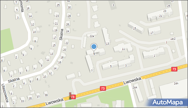 Jasło, Na Kotlinę, 9, mapa Jasła