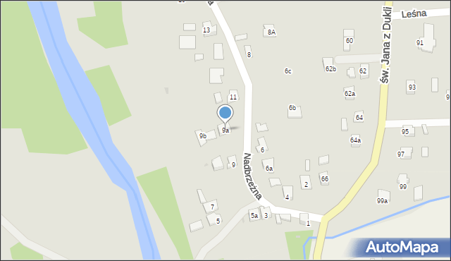Jasło, Nadbrzeżna, 9a, mapa Jasła