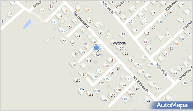 Jaworzno, Na Błoniach, 11A, mapa Jaworzno