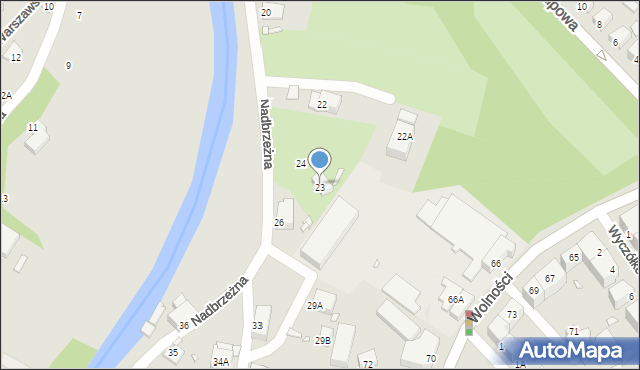 Jelenia Góra, Nadbrzeżna, 23, mapa Jelenia Góra