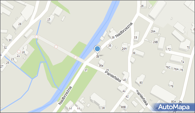 Jelenia Góra, Nadbrzeżna, 38, mapa Jelenia Góra