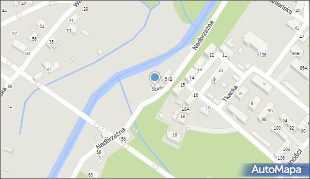 Jelenia Góra, Nadbrzeżna, 54A, mapa Jelenia Góra