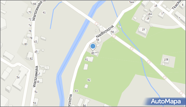 Jelenia Góra, Nadbrzeżna, 60, mapa Jelenia Góra