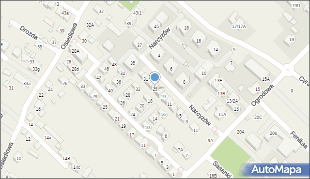 Józefosław, Narcyzów, 25, mapa Józefosław