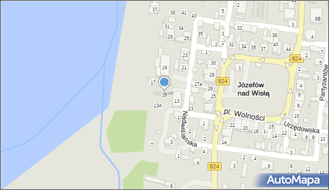 Józefów nad Wisłą, Nadwiślańska, 16, mapa Józefów nad Wisłą