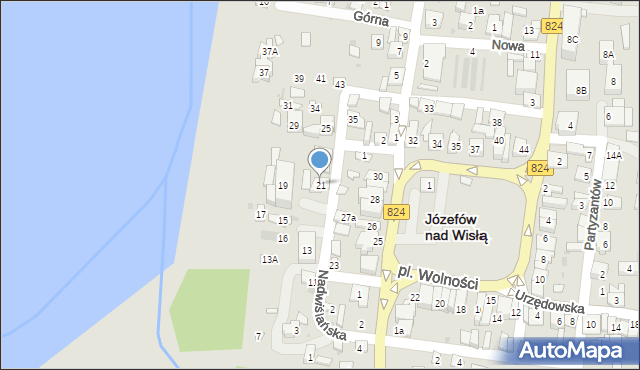 Józefów nad Wisłą, Nadwiślańska, 21, mapa Józefów nad Wisłą