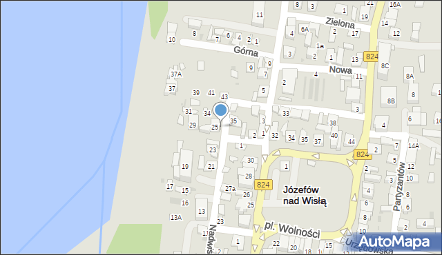 Józefów nad Wisłą, Nadwiślańska, 27, mapa Józefów nad Wisłą