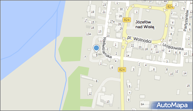 Józefów nad Wisłą, Nadwiślańska, 3, mapa Józefów nad Wisłą