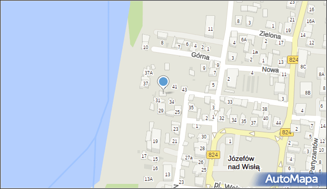 Józefów nad Wisłą, Nadwiślańska, 33, mapa Józefów nad Wisłą