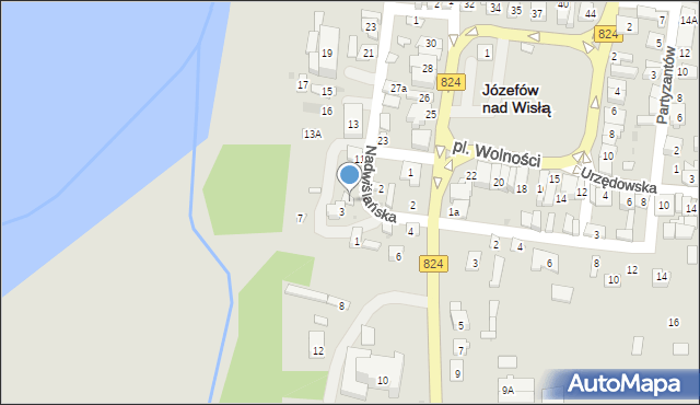 Józefów nad Wisłą, Nadwiślańska, 9, mapa Józefów nad Wisłą