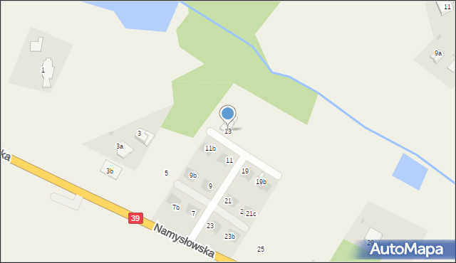 Kamienna, Namysłowska, 13, mapa Kamienna