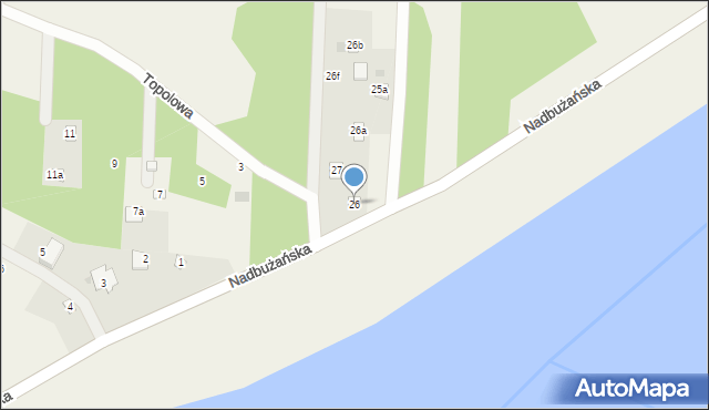 Kania Nowa, Nadbużańska, 26, mapa Kania Nowa