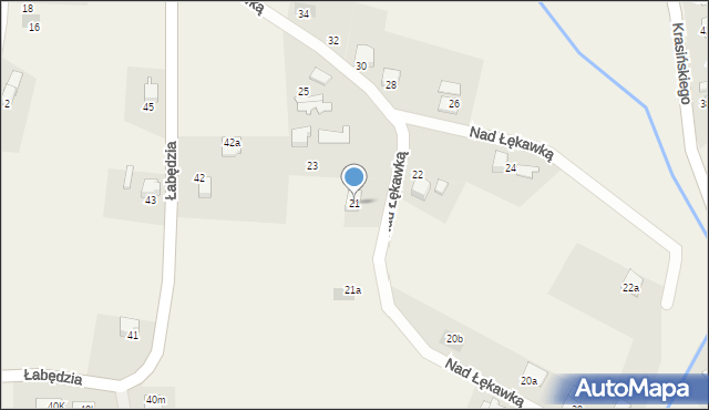 Kaniów, Nad Łękawką, 21, mapa Kaniów