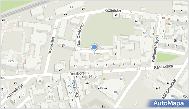 Katowice, Nad Osiekiem, 8, mapa Katowic