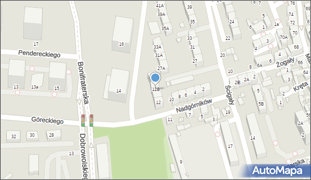 Katowice, Nadgórników, 12B, mapa Katowic