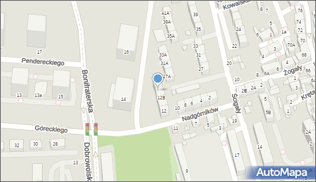 Katowice, Nadgórników, 12C, mapa Katowic