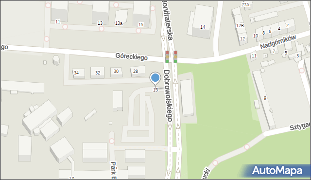 Katowice, Nadgórników, 13, mapa Katowic