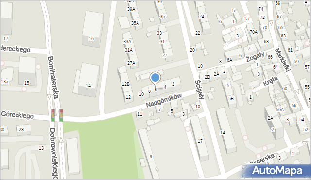 Katowice, Nadgórników, 6, mapa Katowic