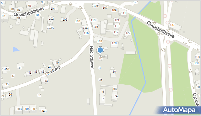 Katowice, Nad Stawem, 1A, mapa Katowic