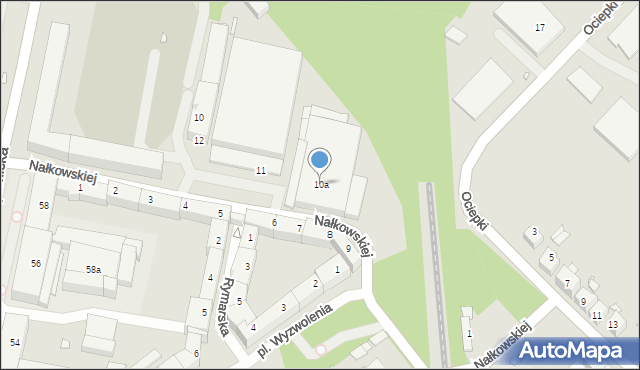 Katowice, Nałkowskiej Zofii, 10a, mapa Katowic