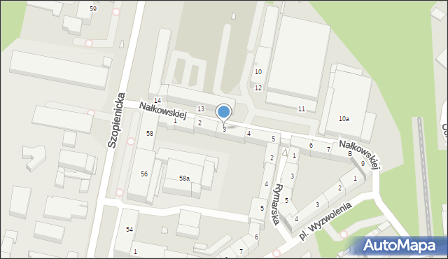 Katowice, Nałkowskiej Zofii, 3, mapa Katowic