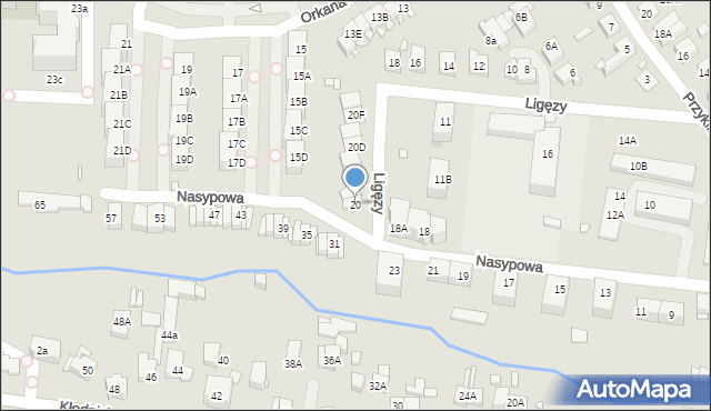 Katowice, Nasypowa, 20, mapa Katowic