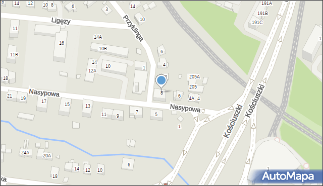 Katowice, Nasypowa, 8, mapa Katowic