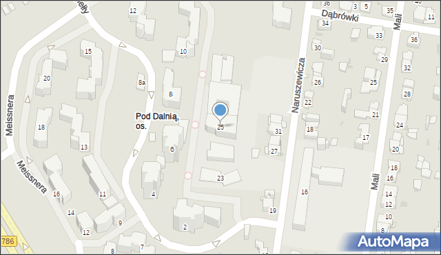 Kielce, Naruszewicza Adama, bp., 25, mapa Kielc