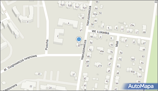 Kielce, Naruszewicza Adama, bp., 43, mapa Kielc