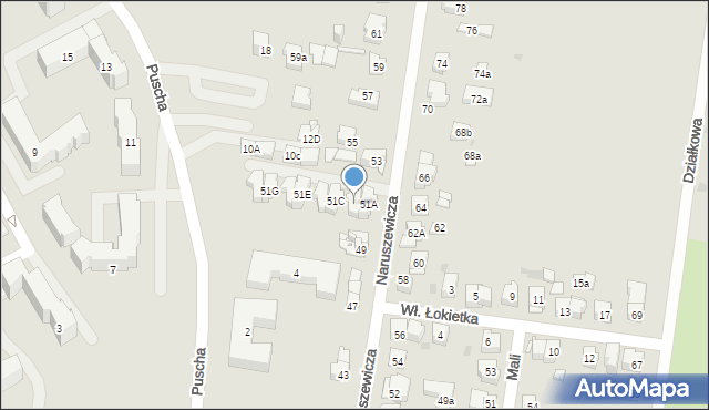 Kielce, Naruszewicza Adama, bp., 51B, mapa Kielc