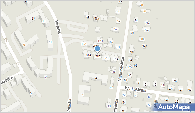 Kielce, Naruszewicza Adama, bp., 51E, mapa Kielc