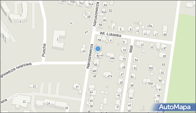 Kielce, Naruszewicza Adama, bp., 52, mapa Kielc