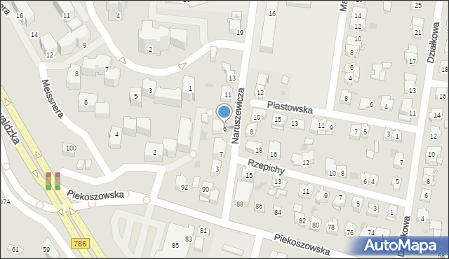 Kielce, Naruszewicza Adama, bp., 9, mapa Kielc