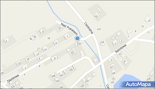 Kocmyrzów, Nad Potokiem, 1, mapa Kocmyrzów