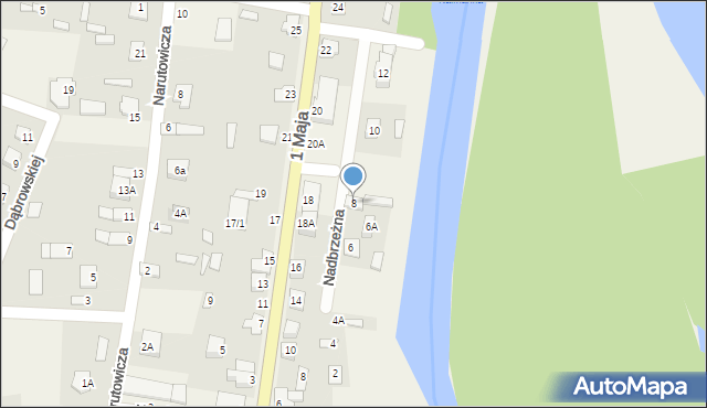 Kodeń, Nadbrzeżna, 8, mapa Kodeń