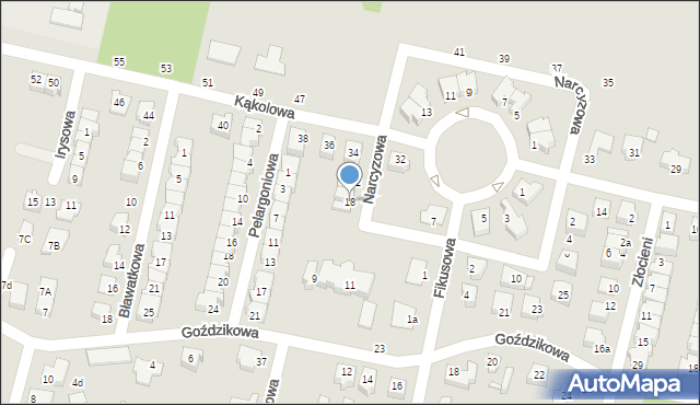 Konin, Narcyzowa, 18, mapa Konina