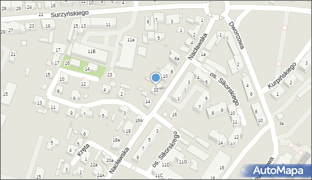 Kościan, Nacławska, 12, mapa Kościan