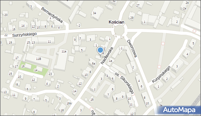 Kościan, Nacławska, 6, mapa Kościan