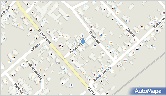 Kościan, Narutowicza Gabriela, 4, mapa Kościan