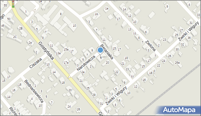 Kościan, Narutowicza Gabriela, 6, mapa Kościan