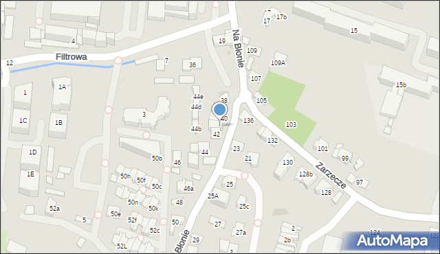 Kraków, Na Błonie, 40a, mapa Krakowa