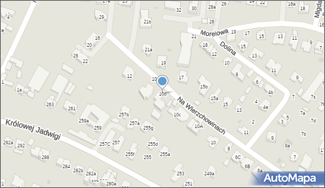 Kraków, Na Wierzchowinach, 10d, mapa Krakowa