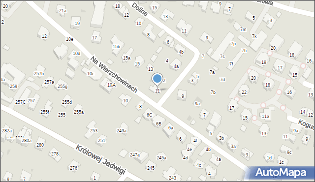 Kraków, Na Wierzchowinach, 11, mapa Krakowa