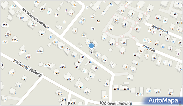 Kraków, Na Wierzchowinach, 5, mapa Krakowa