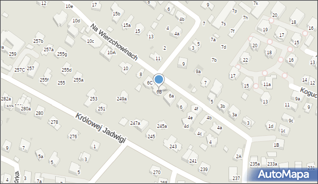 Kraków, Na Wierzchowinach, 6B, mapa Krakowa