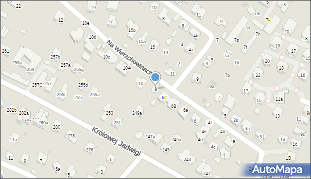 Kraków, Na Wierzchowinach, 8, mapa Krakowa