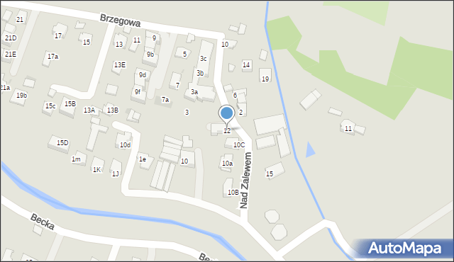 Kraków, Nad Zalewem, 12, mapa Krakowa